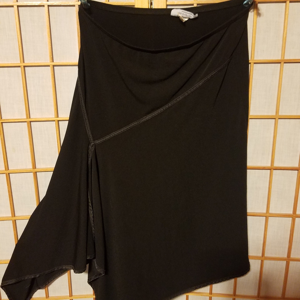 Black Asymmetrical Wrap Midi Skirt for Night Out